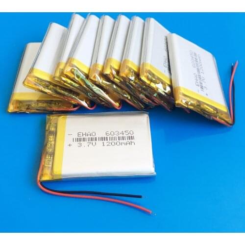 Lot 10 pcs 603450 3.7V 1200mAh polymer lithium rechargeable battery for MP3 GPS PDA DVD recorder e-book camera