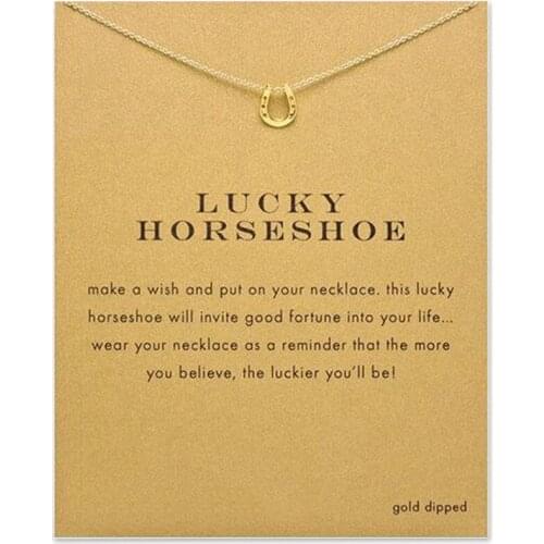 Fashion Lucky Horseshoe Necklace For Women Pendant Clavicle Chain Statement Choker Necklaces Valentines Day Gift Card Collares