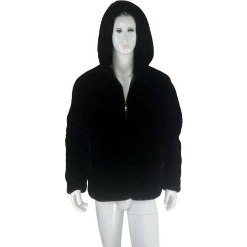 Fashion winter faux Mink fur hooded coat Men Black color warm Elegant Soft comfortable mink fur hooded jacket male outwear coats