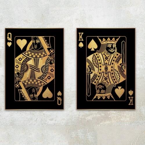 Nordic Fashion Creative Poster Black Gold Playing Card Art Canvas Painting On The Wall Interior Design Living Room Decoration