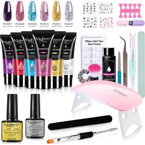 Mobray Poly Nail Gel Set With UV Lamp Manicure Set All For Nail Extension Quick Building Gel Hard Jelly Gel Nail Art Tools Kit
