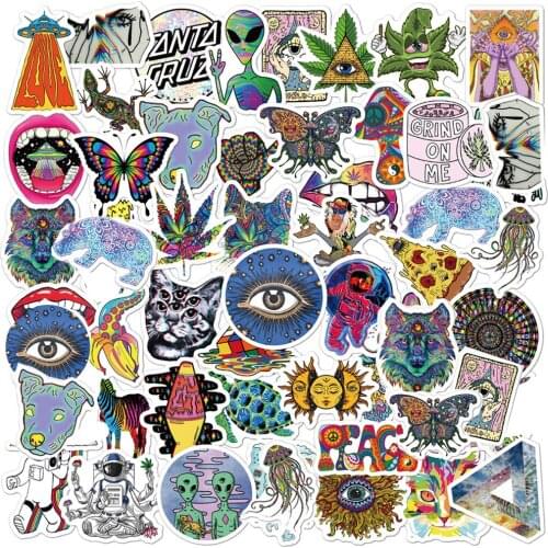 10/30/50pcs Cartoon Psychedelic Gothic Cool Stickers Aesthetic Art Graffiti Decals Skateboard Fridge Guitar DIY Sticker Kids Toy