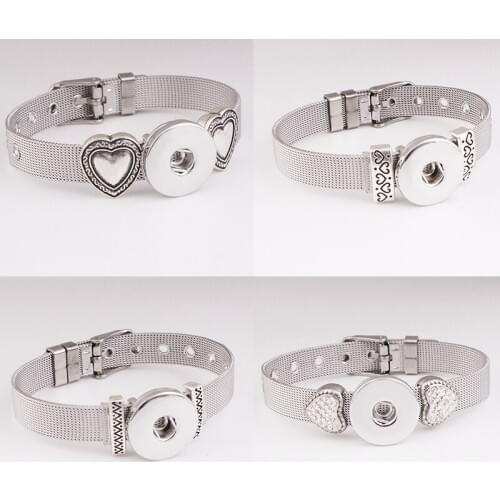 LOVE Tree of life Newest heart metal Stainless steel 18mm snap button bracelet BF621
