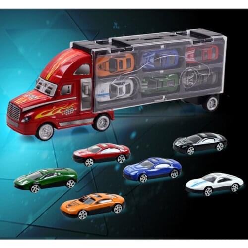New Children Toys 12Pcs/Set Diecast Cars Metal Model With Big Truck Vehicles Hot Wheels Car Container Carrier Kids Birthday Gift