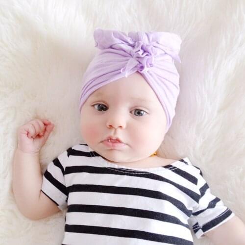 Baby Girls Solid Messy Bow Hat Colored Donut Cap BeBes Head Hood Newborn Knotted Turban Cap Unisex Cotton Soft Cute Flower Hats