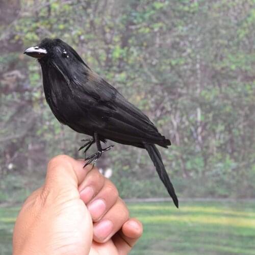 About 15cm simulation black crow bird model garden decoration h1051