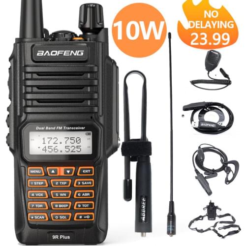 Original Baofeng UV-9R Plus Walkie Talkie 10W IP68 Waterproof Dual Band 136-174/400-520MHz 10KM Portable Ham Two Way RadioUV 9R