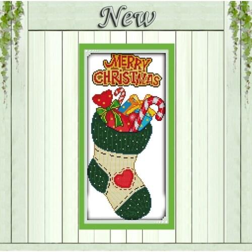 Merry Christmas Socks gift painting counted printed on canvas DMC 11CT 14CT Cross Stitch kits needlework Sets embroidery Chinese