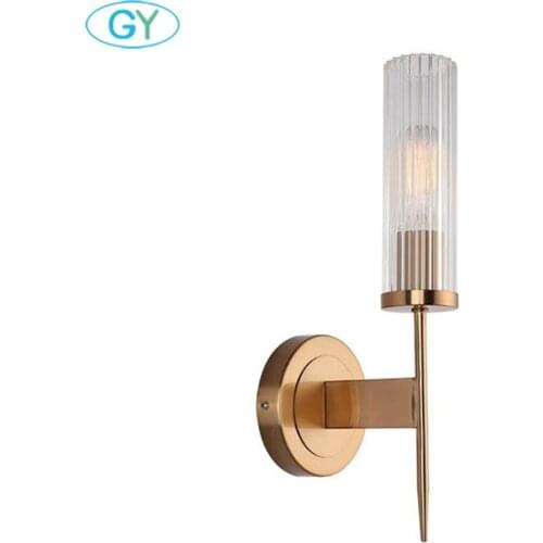 Nordic E27 led Wall Light Modern Wrought Iron slim glass shade decor Wall Lamps Wall Scone Aisle Corridor Bedroom Bedside Lamps