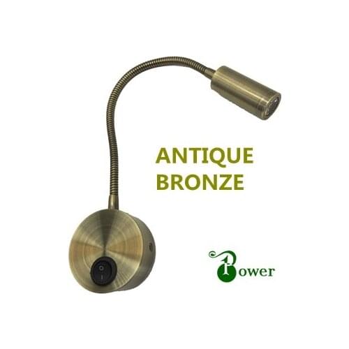 ANTIQUE BRONZE FINISH 2W LED BEDSIDE READING LIGHTS