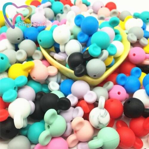 Teeny Teeth 10 PCS Mickey Shaped Silicone Beads For Jewelry Making BPA Free Food Grade Baby Chewable Teether Baby Tooth Care