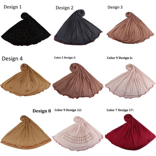 Mix Design-new arrival Two side redline stretchy Jersey Hijab Scarf with diamonds for muslim women shawls 2020 netherlands