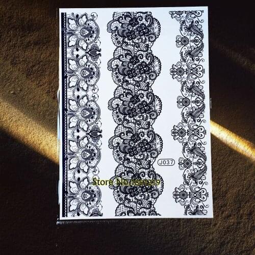 1PC Best Quality Large Henna Fake Flash Temporary Tattoo Sticker GBJ037 Lady Black Color Tattoo Henna Pattern Flower Tatoo Paste