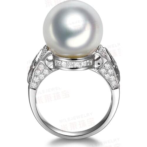 2019 New Luxury Pearl Ring Natural Freshwater Pearl Jewelry Silver Color Rings For Women High Guality Zircon Wedding Gift