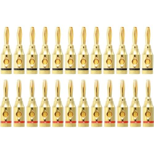 12 Black + 12 Red 24K Durable Gold-Plated Banana Plugs Durable Audio Jack Speaker Wire Cable Screw Connector