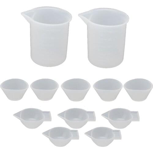 2021 New 12Pcs Silicone Mixing Measuring Cups UV Resin Mold DIY Casting Jewelry Tool Kit