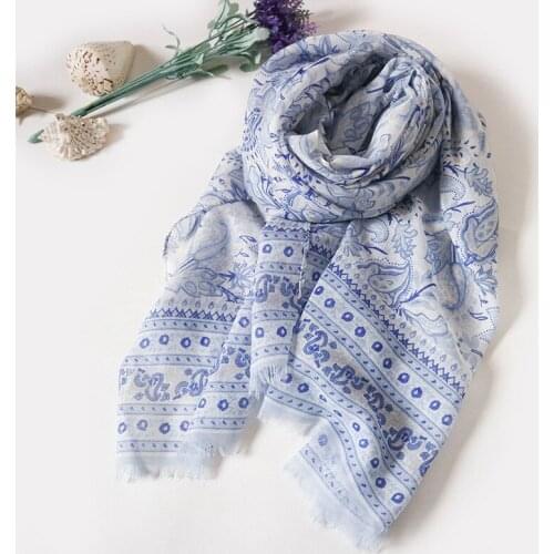 2020 Newest Floral Pattern Cotton Scarf 2Colors 10pcs/lot