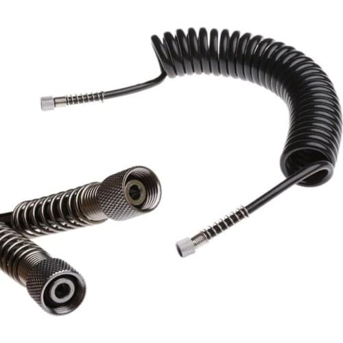4 x 6mm Flexible PU Recoil Hose Spring Tube Black For Compressor Air Tool New X7YF