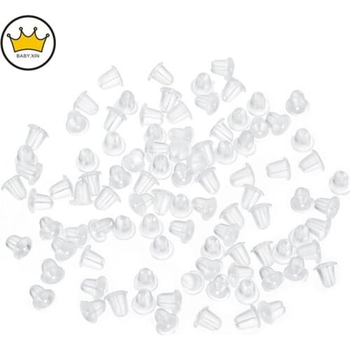 500pcs/Lot 4mm Silicone Plastic Earring Clasp Transparent Ear Nut Plugging Earrings DIY Jewelry Findings Accessories Materials