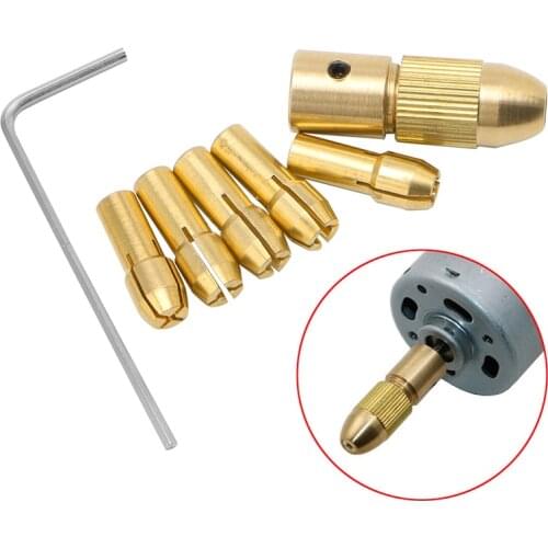 7pcs/lot 0.5-3mm Small Electric Drill Bit Collet Clamp Micro Twist Drill Tool Copper Chuck
