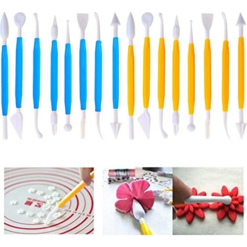 8Pcs Fondant Cake Pastry Carving Cutter Decorating Modelling Tools 16 Patterns Carving Flower Craft Clay Modeling Baking Tools
