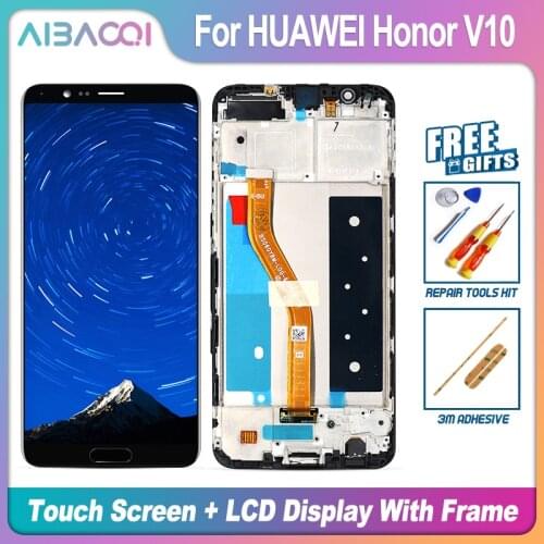 AiBaoQi Brand New Touch Screen LCD Display+Frame+Power Cable Assembly Replacement For HUAWEI Honor V10 STK-LX1