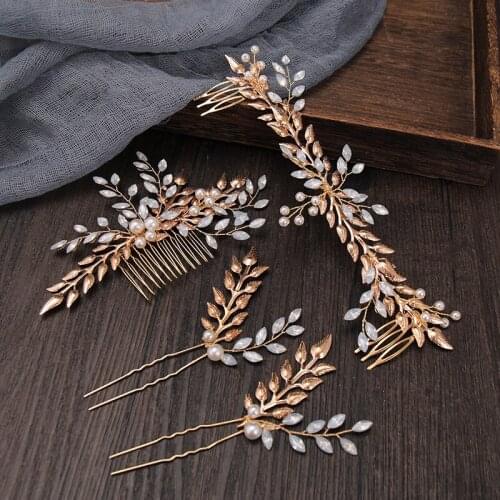 Pearl Rhinestone Hair Comb Hair Accessories Hair Clip Pins Wedding Accessories Headband 4 Pcs/Set Headpieces for Woman Wedding