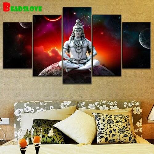 5 Pcs Diamond Painting Cross Stitch Lord Shiva Landscape Starry Sky full square round diy 5d Mosaic diamond embroidery B11