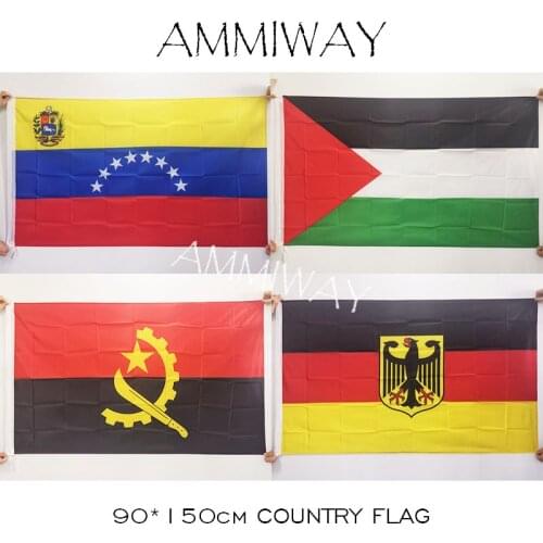 AMMIWAY 90*150cm 3x5 ft Venezuela Palestine Angola Germany High Quality Country Indoor Outdoor Polyester Flags and Banners
