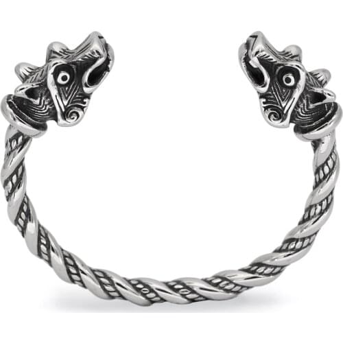 Viking wolf bangle stainless steel nordic men bracelet jewelry with valknut gift bag