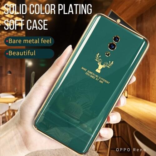 GKK Plating For OPPO Reno 2 10X Zoom Case Curved Surface Elk Pattern Lifting Soft Protective Cover For Reno 2 10X Zoom Coque
