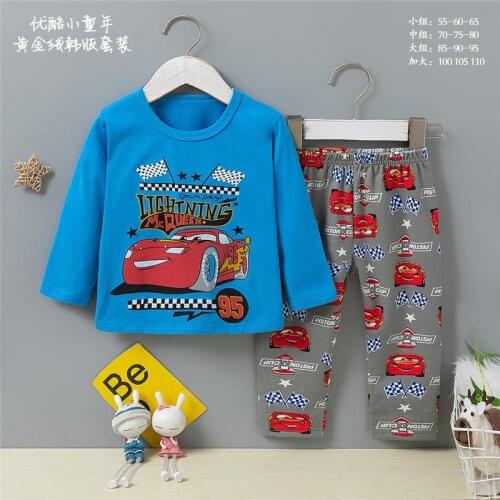 Baby Mickey Mouse Pyjama Kids Disney Cotton Nightie Cartoon Outfits Boys Home Sleep Clothes Child Full Sleeves Set Spring/Autumn