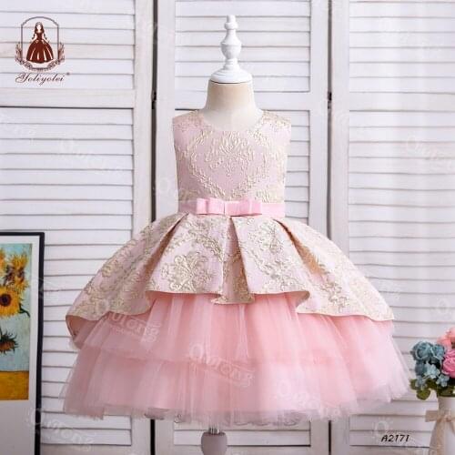 European And American Children Formal Clothing Girl Evening Dresses Sleeveless Princess Performance Stage Party Dress Wholesale