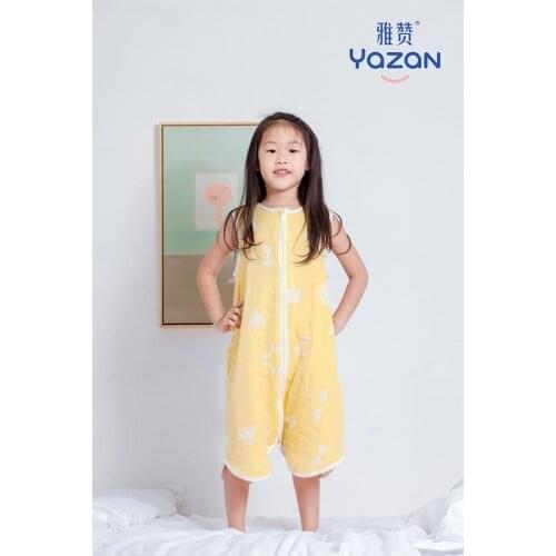 Baby Sleeping Bag pure cotton gauze Sleeveless Sleep Sack Soft Cute Cartoon Jumpsuit For Children Pajamas Newborn Sleepsacks