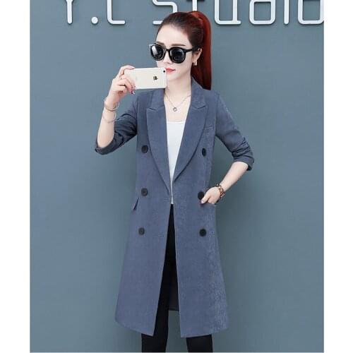 In the long section of the windbreaker Ms. 2019 new spring autumn popular temperament waist waist repair body coat A415