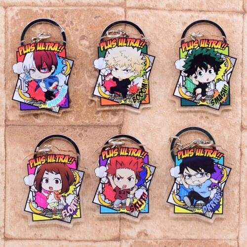 2020 My Hero Academy Keychain Double Sided Acrylic Shoto/Izuku Key Chain Pendant Anime Accessories Cartoon Key Ring