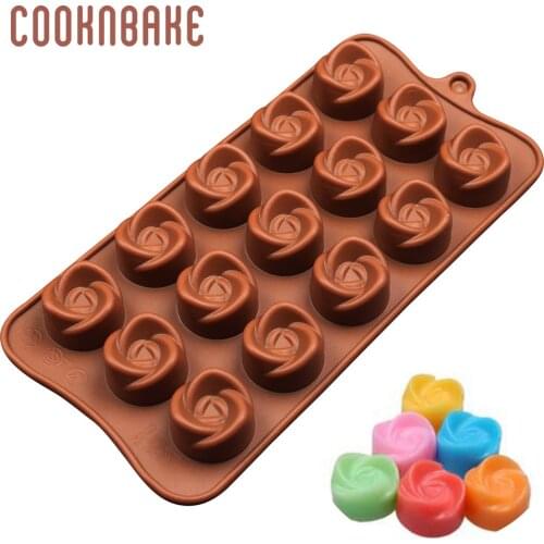COOKNBAKE flower shape chocolate Mold Silicone ice cube jelly pudding candy fondant mold rose swirl 3D cake baking mould 15 hole