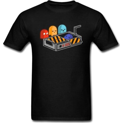 Ghost Busted T-Shirt Funny Men T Shirt Gamer Tshirt Cartoon Print Streetwear Cotton Black Clothes Cute Tops Tees Free Shipping