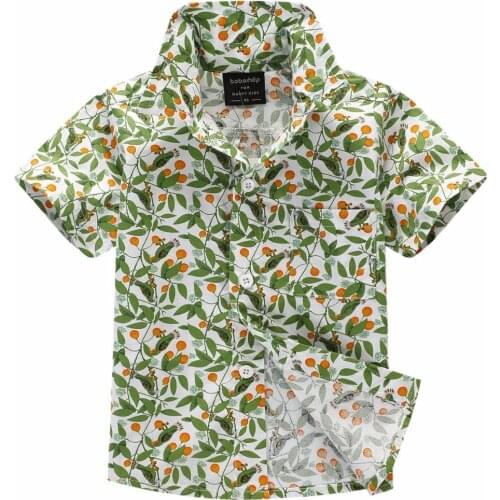 Cotton 100% floral shirt hawaiian shirt aloha shirt for boy T1703