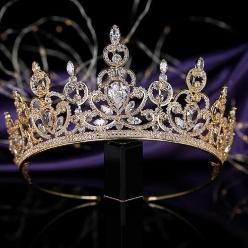 Tiaras and Crown HADIYANA Vintage Elegant Women Wedding Party Charming Birdal Hair Accessories Zircon BC3679 Corona Princesa