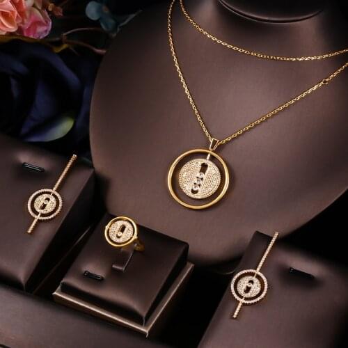 Janekelly Hotsale African 3pcs Bridal Jewelry Sets New Fashion Dubai Full Jewelry Set For Women Wedding Party Accessories Design