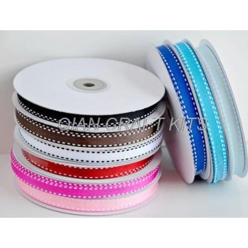 100 yards 3/8" Saddle Stitch Grosgrain Ribbon mixed colors 10mm