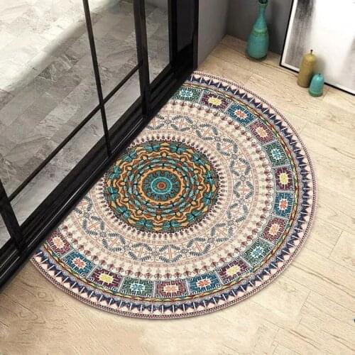 Morocco Style Geometric Patterns Semicircle Front Door Rug Non-slip Absorbent Kitchen Bohemia Bath Mat For Home Decoration Pad