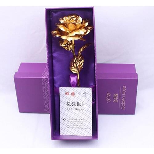 Creative 24k Gold Foil Plated Rose Creative Gifts Lasts Forever Rose for Lovers Wedding Christmas Day Gifts Artificial Flower