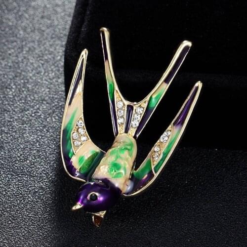Fashion hot selling Classic Alloy Enamel Swallow Brooch Pins Metal Scarf Pins Christmas Gift Banquet Weddings Accessories
