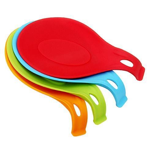 Multipurpose Silicone Heat Resistant Spoon Fork Mat Food Grade Silica Gel Spoon Put Pad Rest Utensil Spatula Holder Kitchen Tool