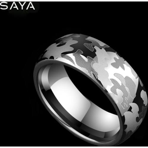 Men Tungsten Rings, 8 width Camouflage Ring Hip hop, Comfort Fit Band, Free Shipping, Customized