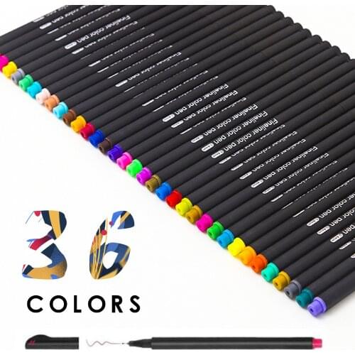 Fineliner 36 Colors Pen Set 0.4mm Fine Tip Line Writing Drawing Marker Micron Pen