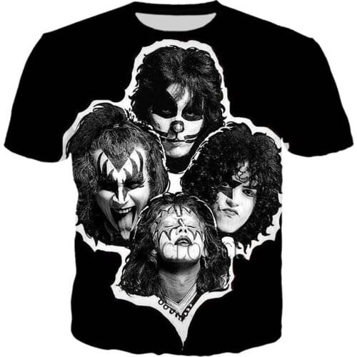 CLOOOCL New Summer Metal Rock KISS Band 3D Print Men Women T Shirt Harajuku Casual Streetwear Style Pullover Tops Drop Shipping