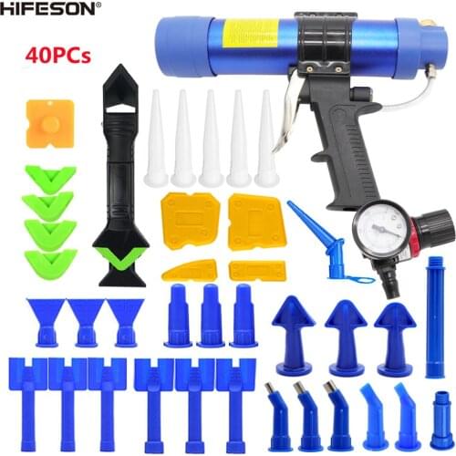 310ml Adjustable HIFESON Pneumatic Glass Glue Gun Air Rubber Gun Hard Glue Sealant Applicator Caulking Gun Toolbox
